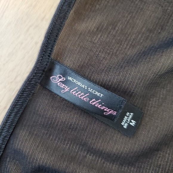 Vintage Y2K Victoria's Secret Black Mesh Purple Lace Lingerie Top - Picture 6 of 7